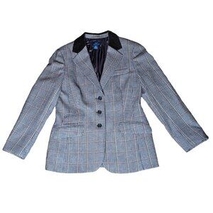 Brooks Brothers "346" Womens Houndstooth Wool Blazer Size 10 corduroy collar
